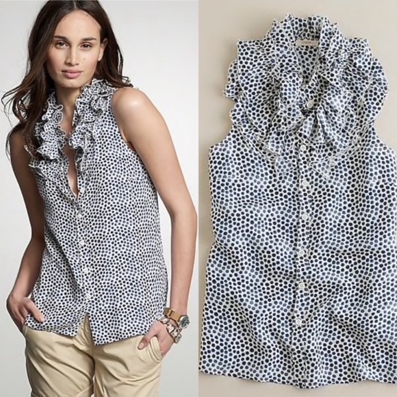 J. Crew Tops - J. Crew Silk Printed Kelsey Ruffle Top